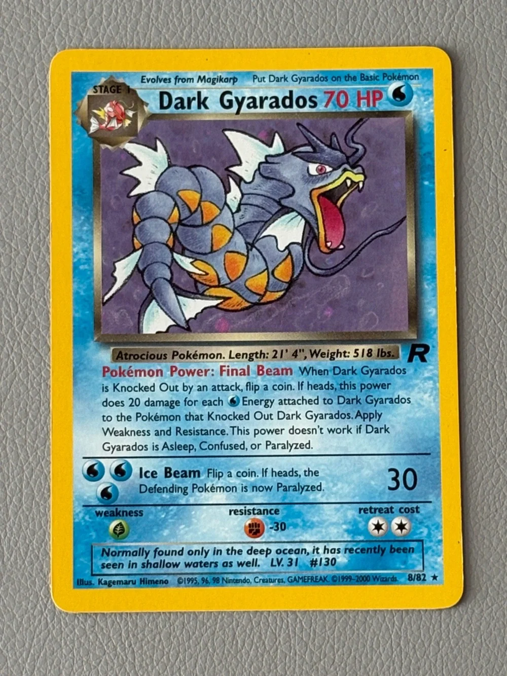 Pokémon Dark Gyarados 8/82 Team Rocket Holo Rare Vintage WOTC LP